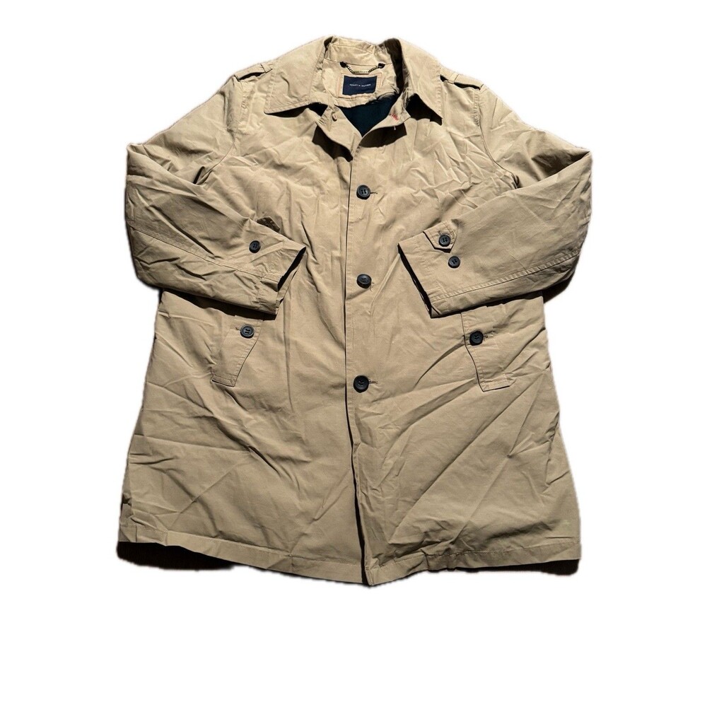 Vintage Tommy HilfigerMen Khaki Double Trench Coat W/ Removable Liner Size XL